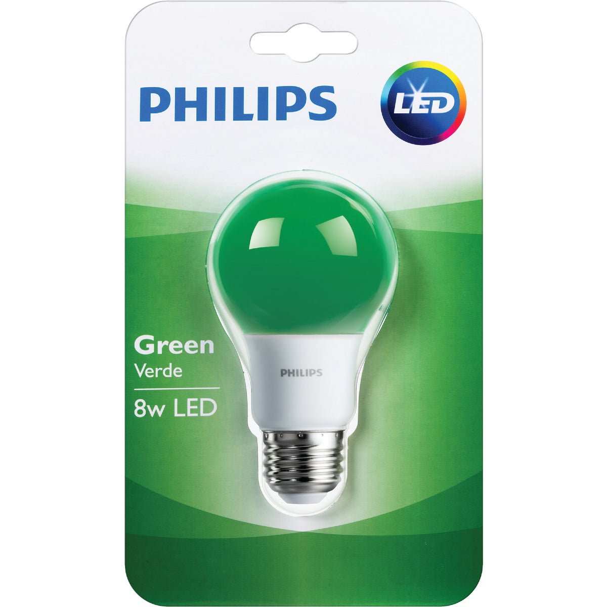 Philips 60W Equivalent Green A19 Medium LED Decorative Party Light Bulb