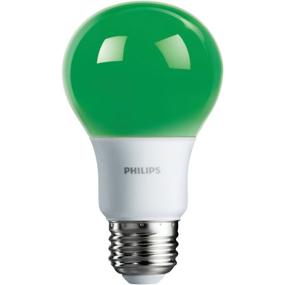 Philips 60W Equivalent Green A19 Medium LED Decorative Party Light Bulb