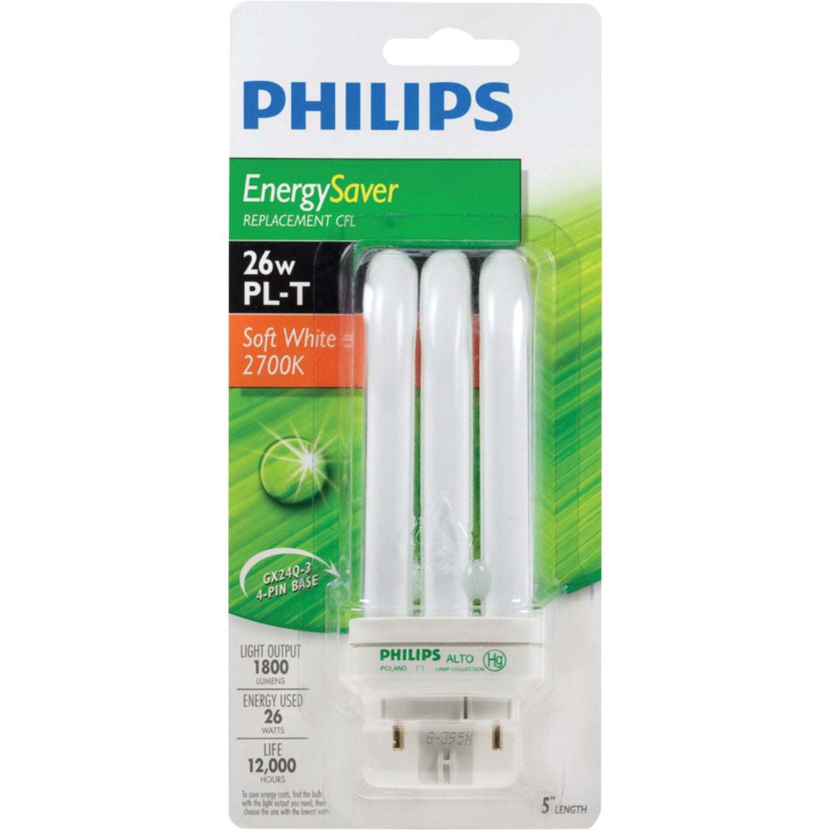 Philips 100W Equivalent Soft White GX24 Base PL-T CFL Light Bulb