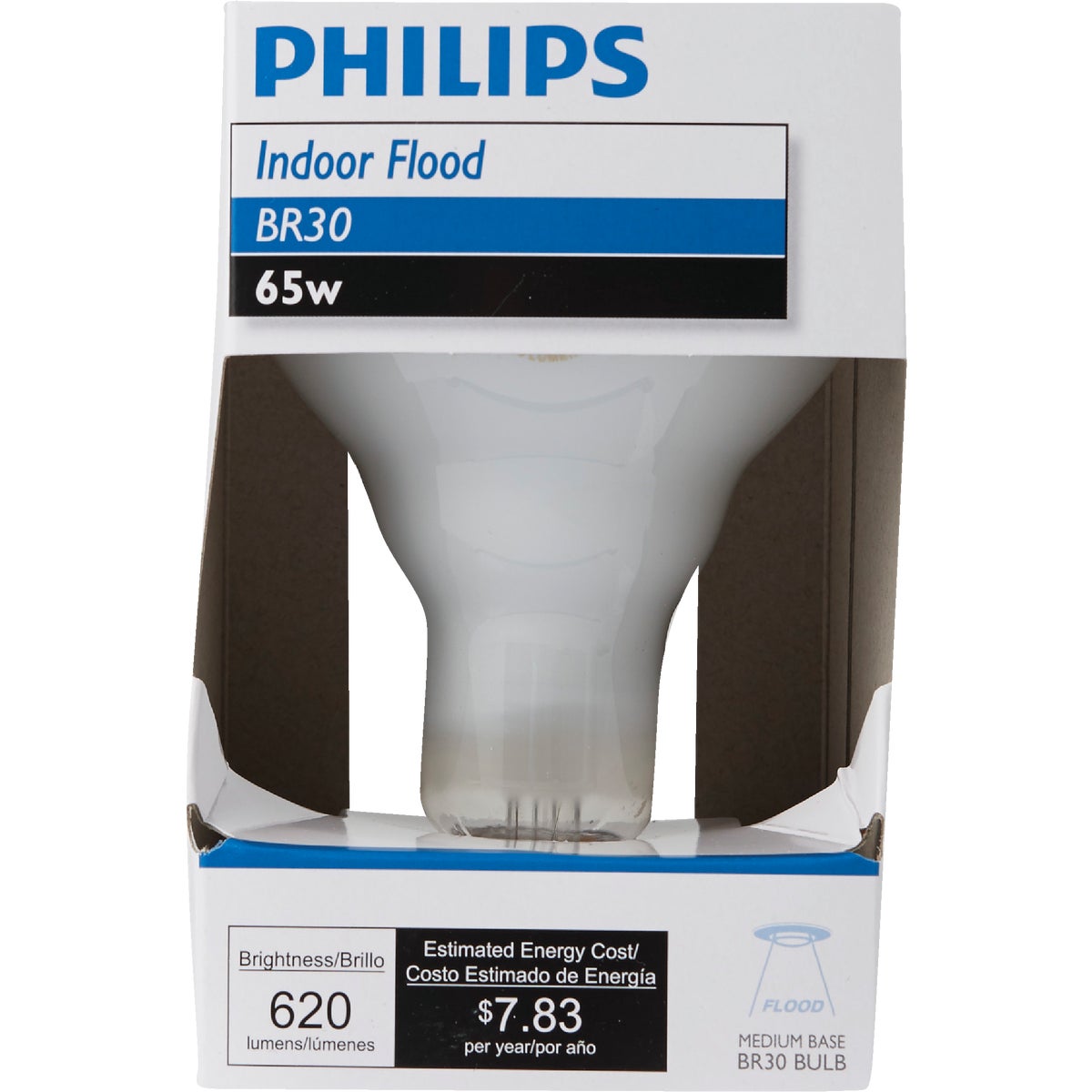 Philips 65W Frosted Medium BR30 Incandescent Floodlight Light Bulb