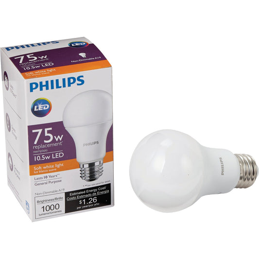 Philips 75W Equivalent Soft White A19 Medium LED Light Bulb