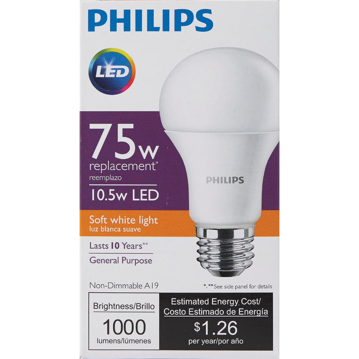 Philips 75W Equivalent Soft White A19 Medium LED Light Bulb