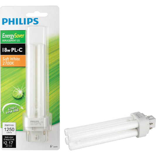 Philips 75W Equivalent Soft White G24 Base PL-C CFL Light Bulb