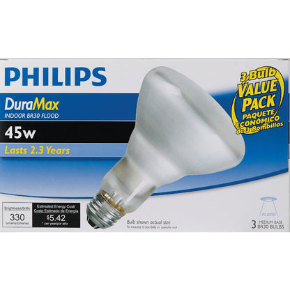 Philips DuraMax 45W Frosted Medium Base BR30 Incandescent Floodlight Light Bulb (3-Pack)