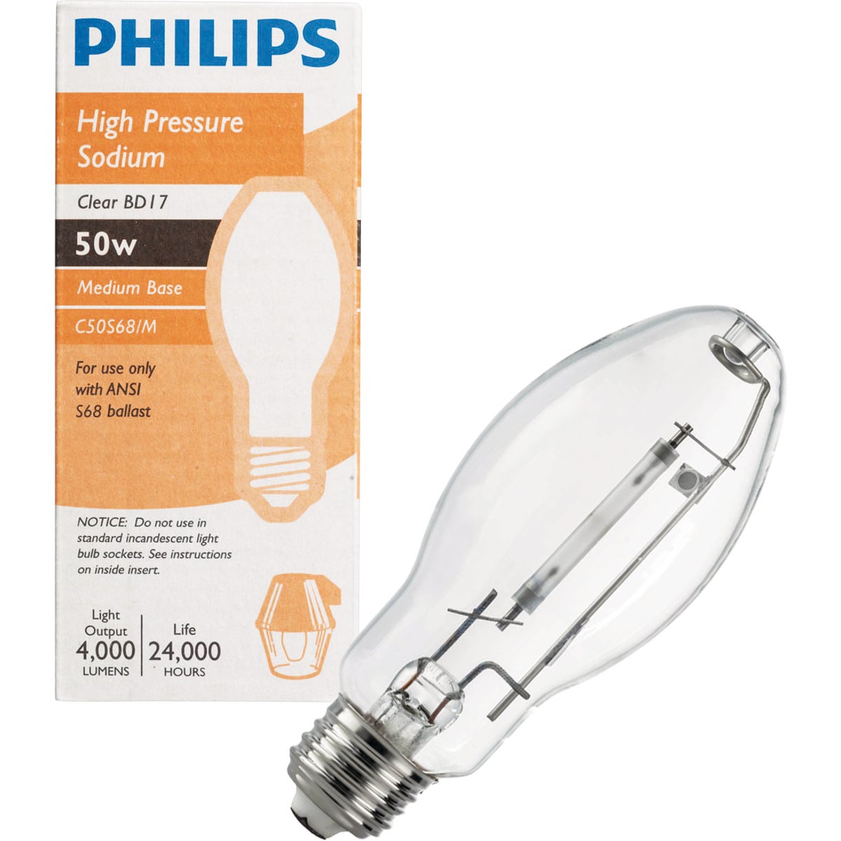 Philips 50W Clear BD17 Medium High-Pressure Sodium High-Intensity Light Bulb