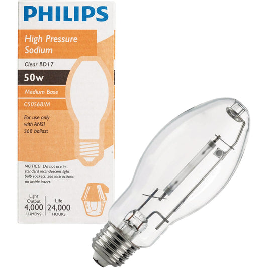 Philips 50W Clear BD17 Medium High-Pressure Sodium High-Intensity Light Bulb