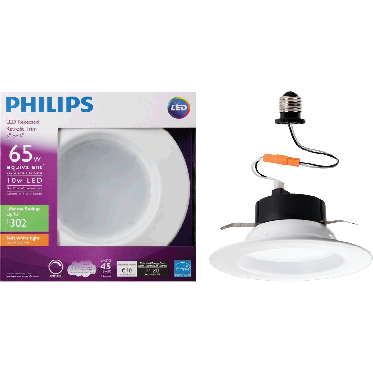 Philips 5 In. Retrofit Non-IC Rated White LED Recessed Light Kit