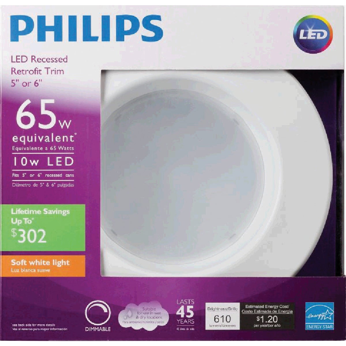 Philips 5 In. Retrofit Non-IC Rated White LED Recessed Light Kit