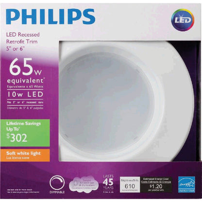 Philips 5 In. Retrofit Non-IC Rated White LED Recessed Light Kit
