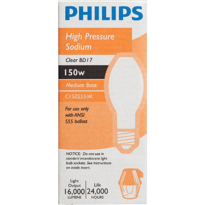 Philips 150W Clear BD17 Medium High-Pressure Sodium High-Intensity Light Bulb