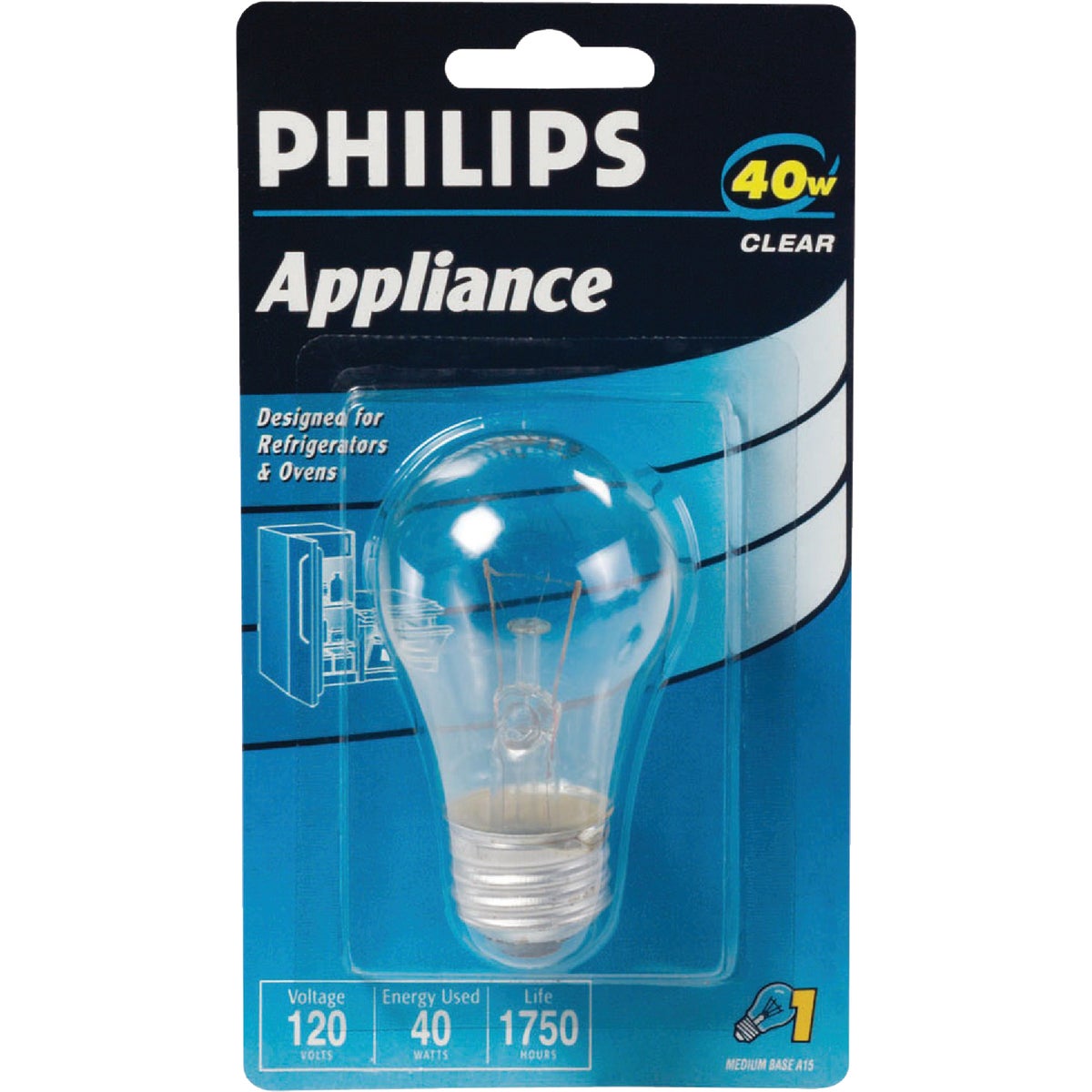 Philips 40W Clear Medium A15 Incandescent Appliance Light Bulb