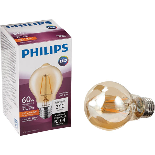 Philips Vintage Edison 60W Equivalent Soft White A19 Medium LED Decorative Light Bulb