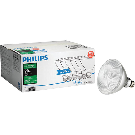 Philips EcoVantage 90W Equivalent Clear Medium Base PAR38 Halogen Floodlight Light Bulb (6-Pack)