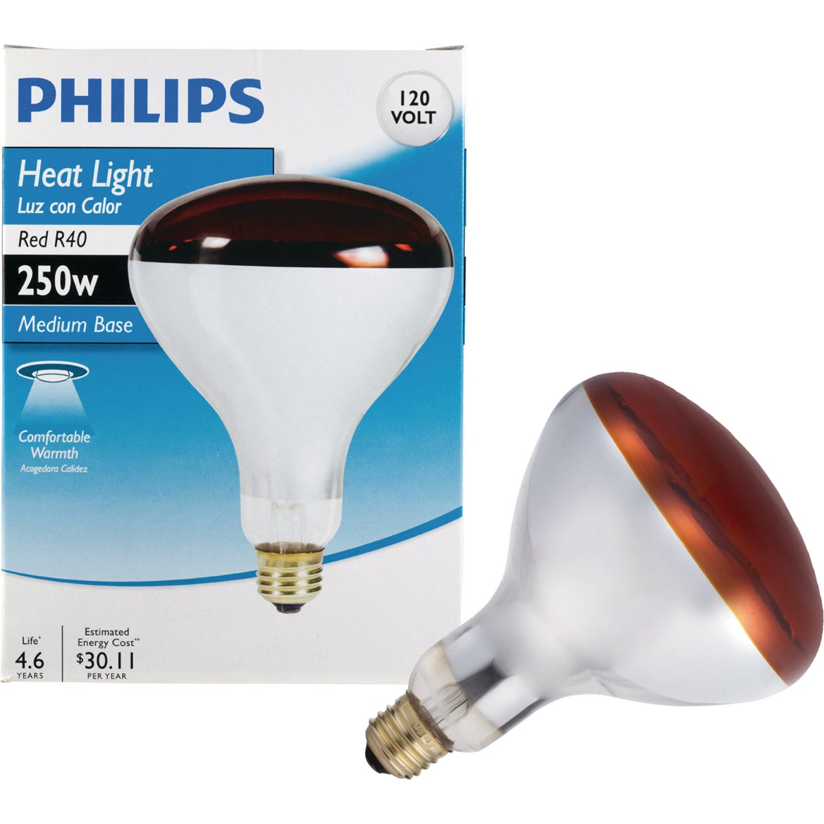 Philips 250W Red Medium R40 Incandescent Heat Light Bulb