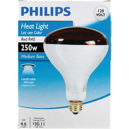 Philips 250W Red Medium R40 Incandescent Heat Light Bulb