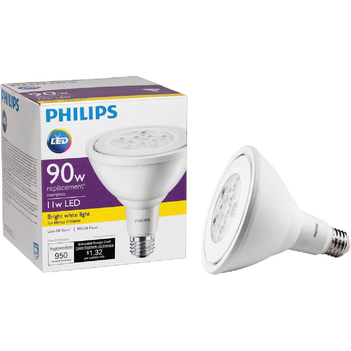 Philips 90W Equivalent Bright White PAR38 Medium LED Floodlight Light Bulb