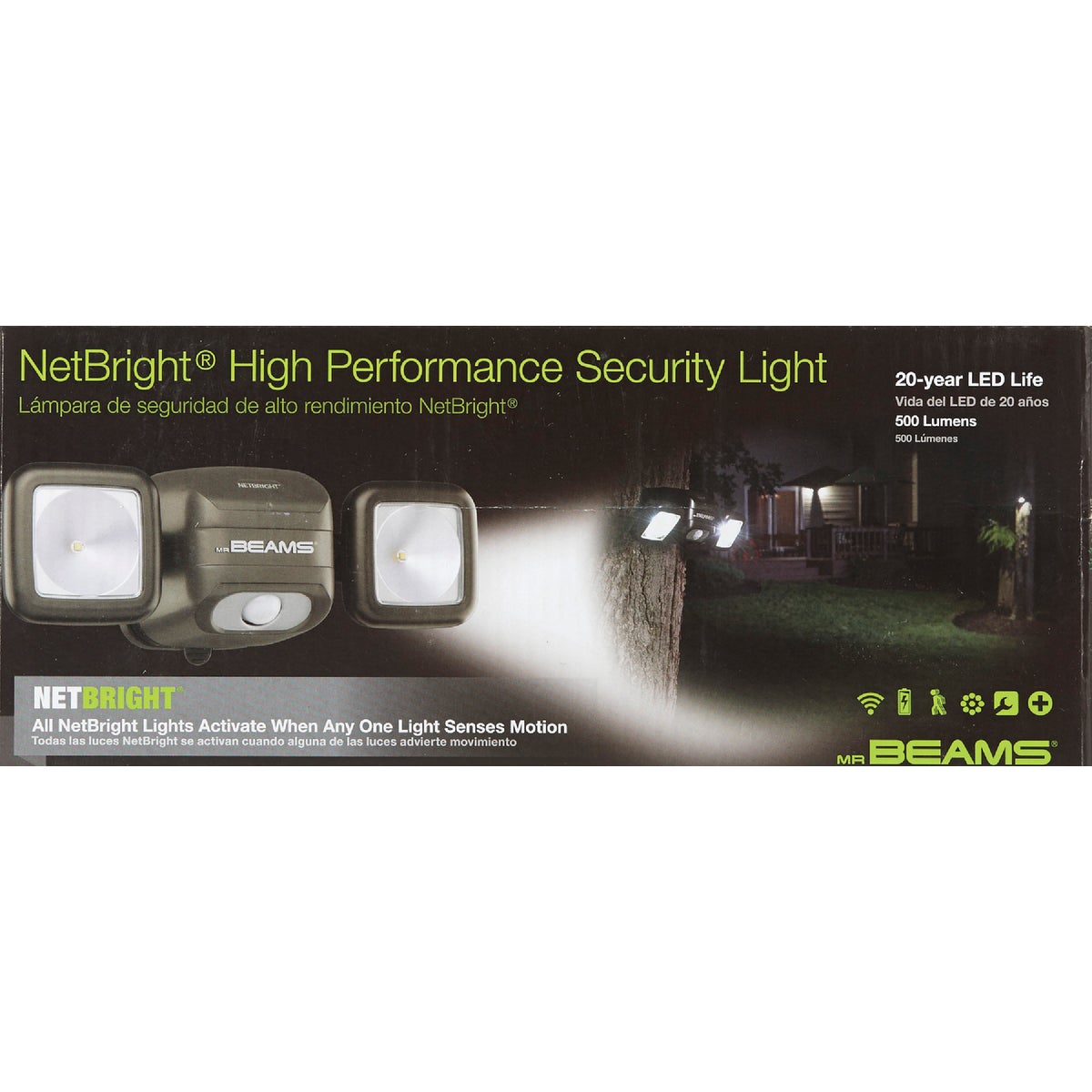 Mr. Beams NetBright Brown 500 Lm. LED Battery Operated Security Light Fixture