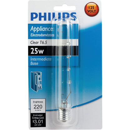 Philips 25W Clear Intermediate T6.5 Incandescent Appliance Light Bulb