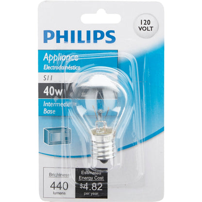 Philips 40W Clear Intermediate S11 Incandescent Appliance Light Bulb