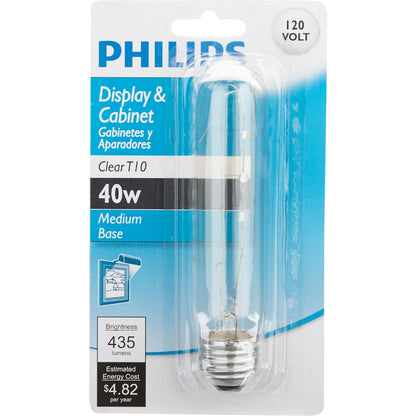 Philips 40W Clear Medium Tubular T10 Incandescent Display Light Bulb