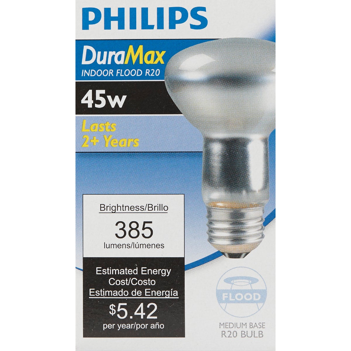 Philips DuraMax 45W Frosted Indoor Medium Base R20 Incandescent Floodlight Light Bulb