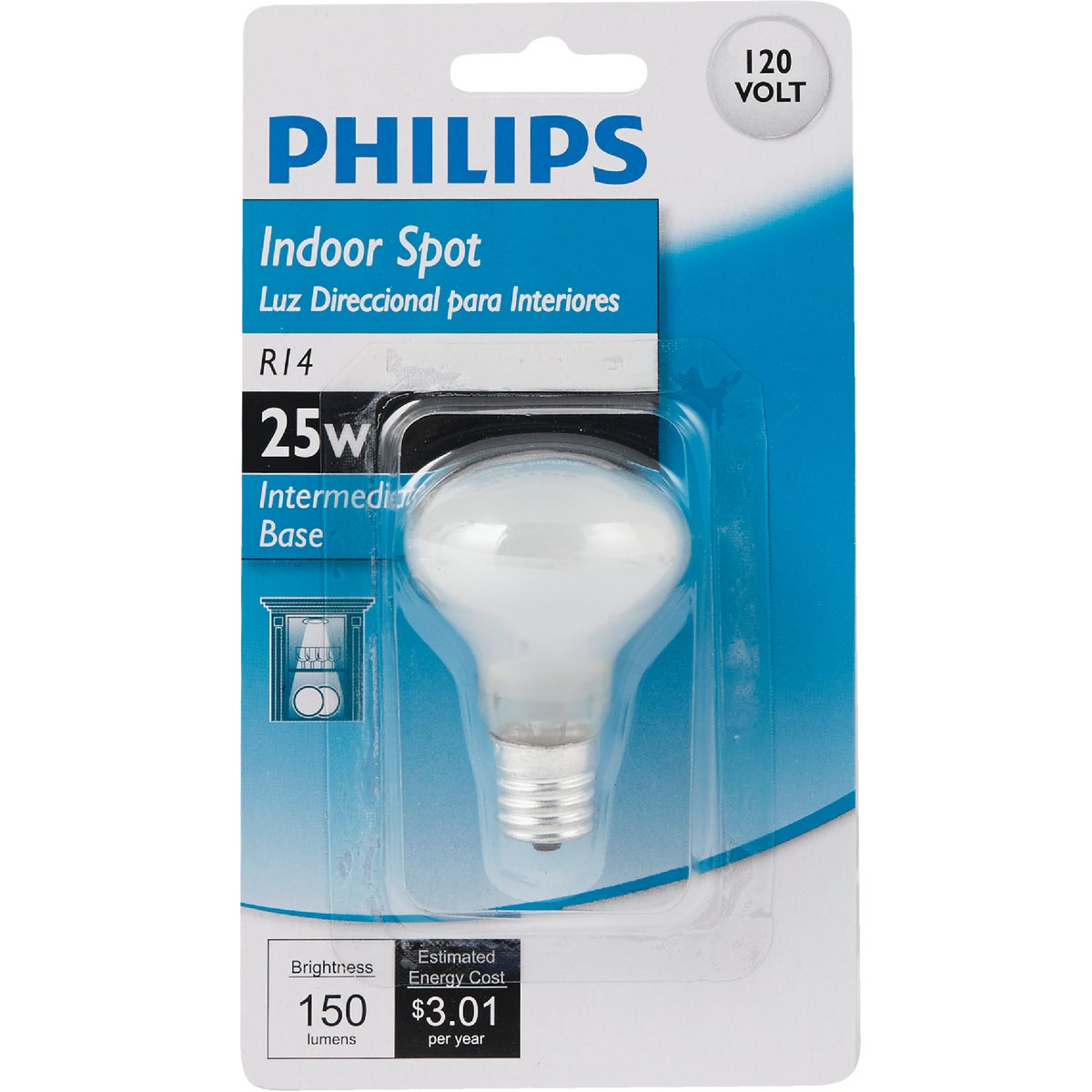 Philips 25W Frosted Intermediate R14 Indoor Incandescent Mini Spotlight Light Bulb