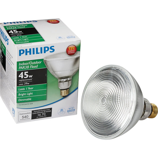 Philips EcoVantage 45W Equivalent Clear Medium Base PAR38 Halogen Floodlight Light Bulb