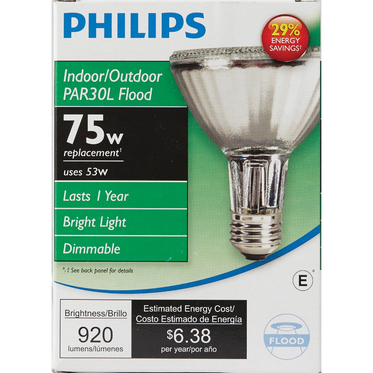 Philips EcoVantage 75W Equivalent Medium Base PAR30L Long Neck Halogen Floodlight Light Bulb