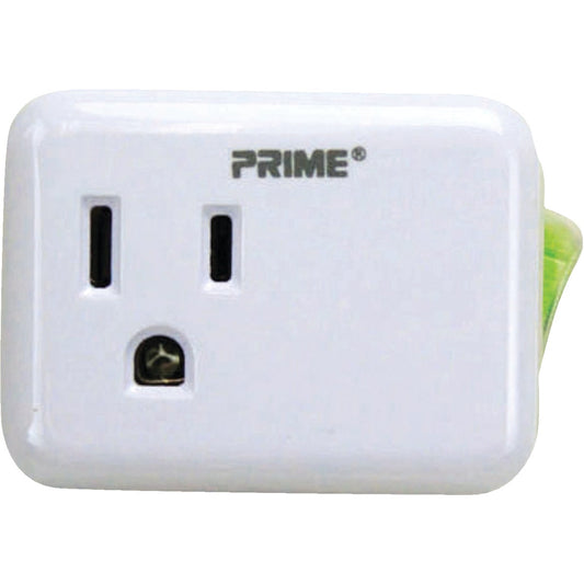 Prime Wire & Cable 1-Outlet White Plug-In Outlet with Switch