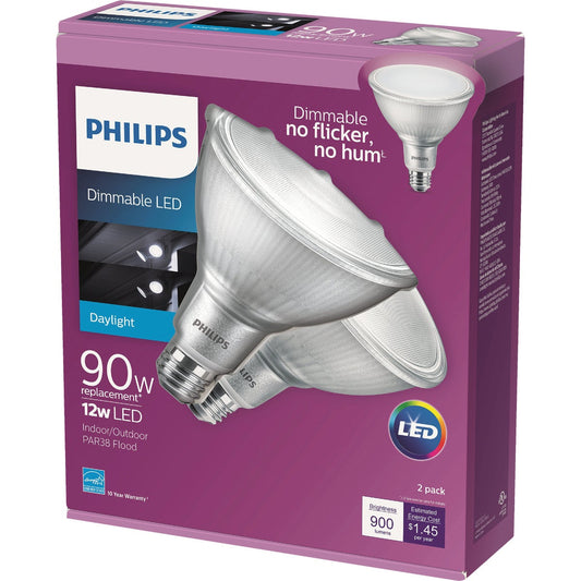 Philips 90W Equivalent Daylight PAR38 Medium Dimmable LED Floodlight Light Bulb (2-Pack)