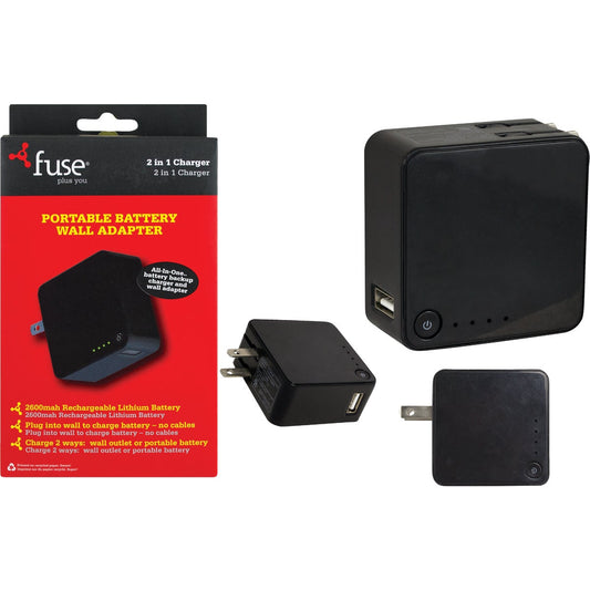 Fuse Black Battery Backup & Wall USB Charger