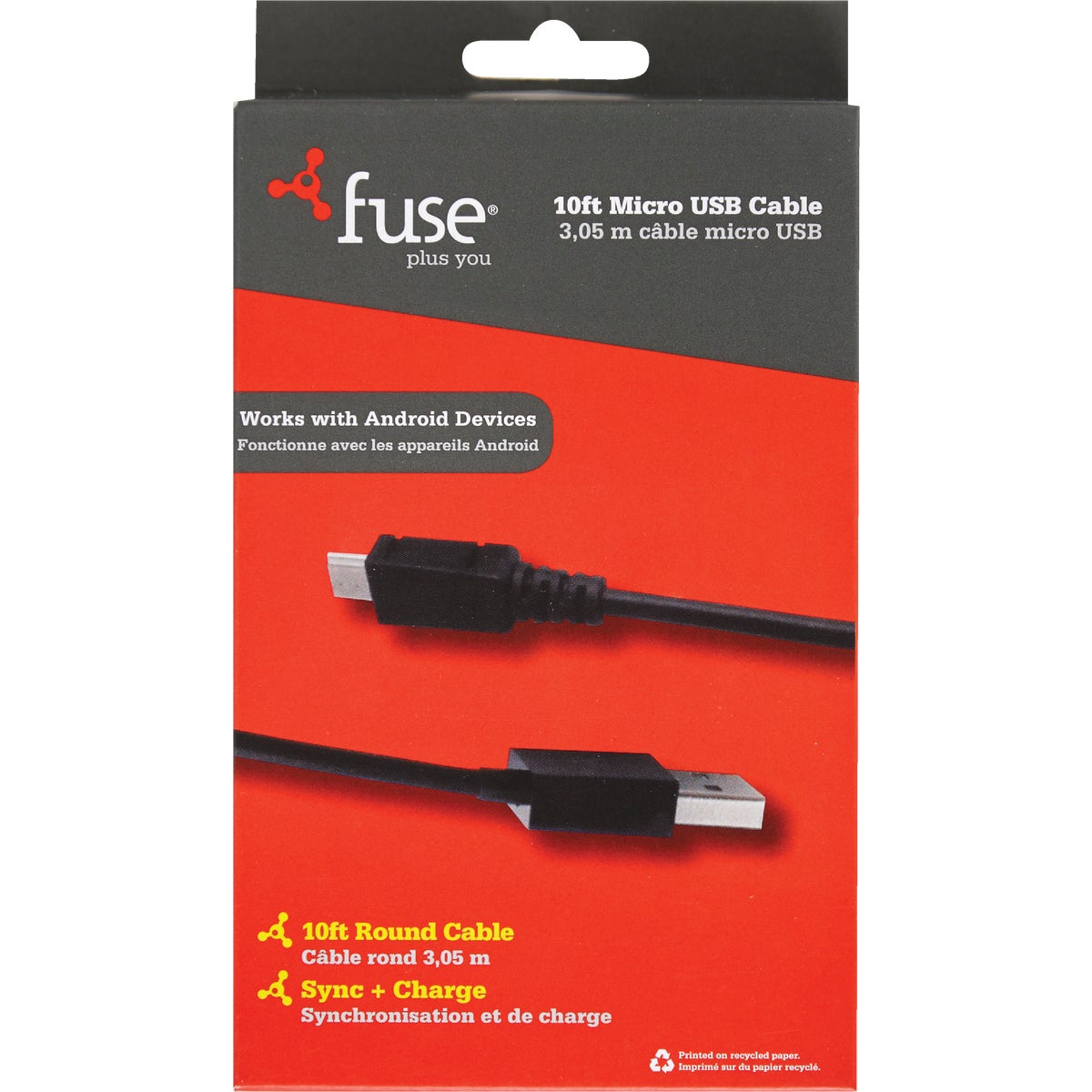 Fuse 10 Ft. Black Micro USB Charging & Sync Cable