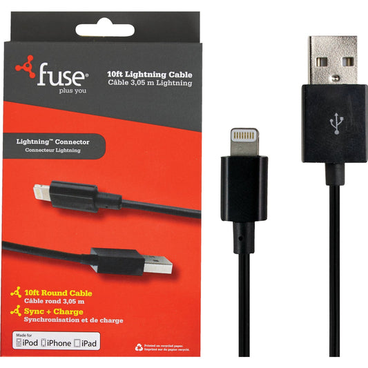 Fuse 10 Ft. Black Lightning USB Charging & Sync Cable