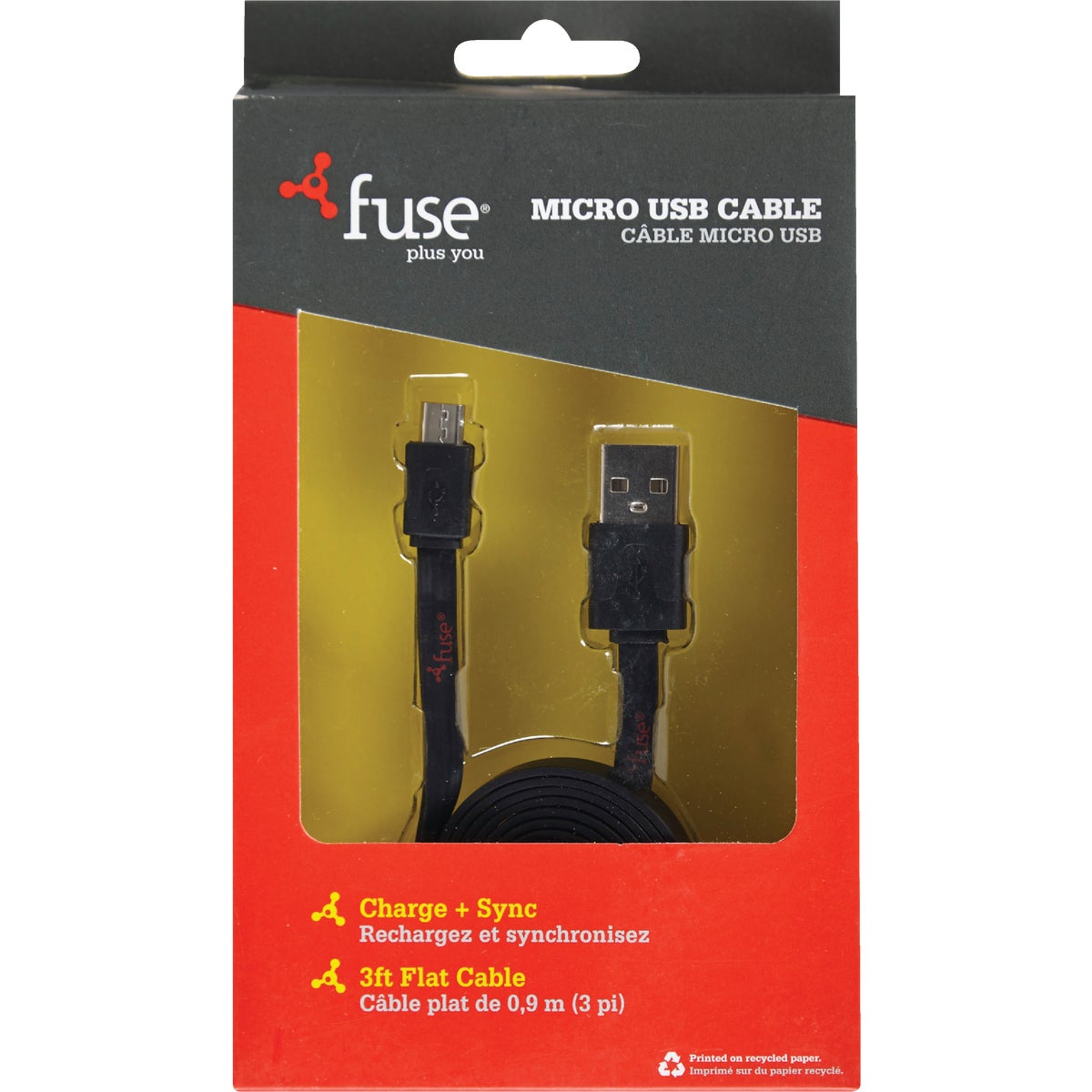 Fuse 3 Ft. Black USB to Micro USB USB Charging & Sync Cable