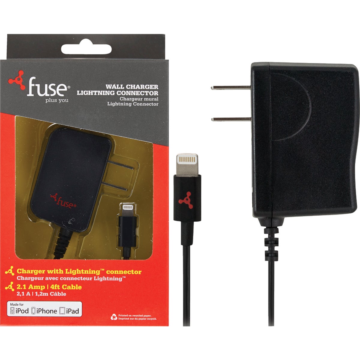 Fuse Lightning Black Wall USB Charger