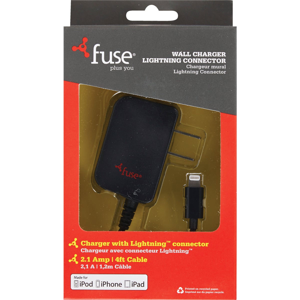 Fuse Lightning Black Wall USB Charger