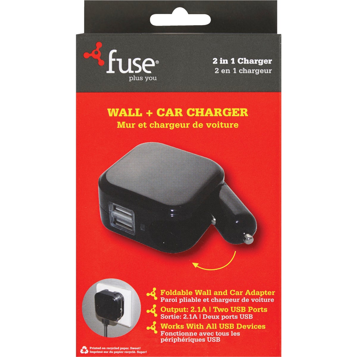 Fuse Car & Wall Dual USB Black Charger