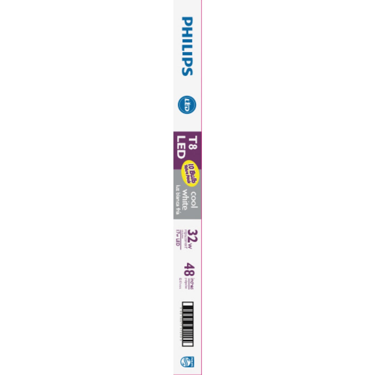 Philips InstantFit 32W Equivalent 48 In. Cool White T8 Bi-Pin LED Tube Light Bulb (10-Pack)