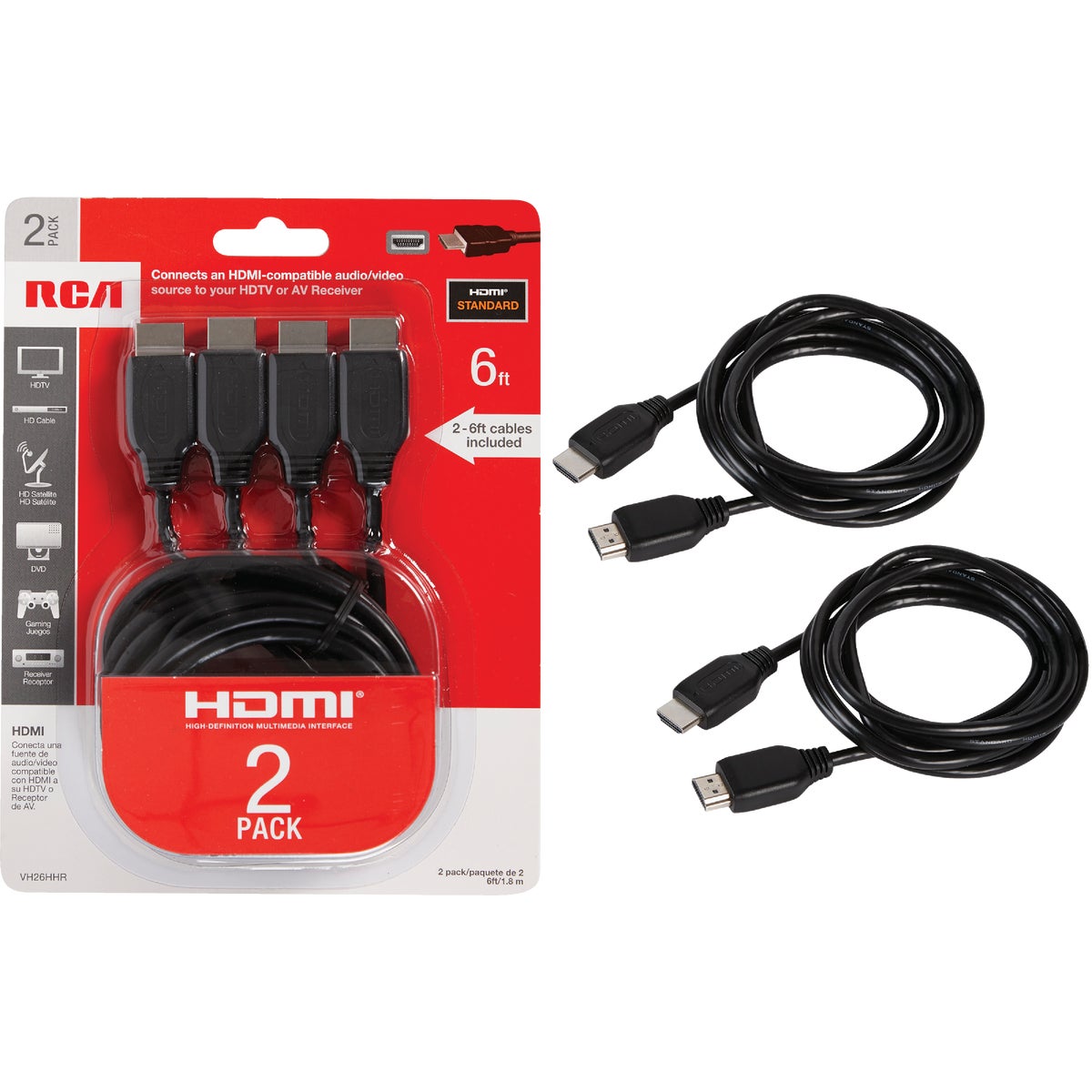 RCA 6 Ft. Black Standard HDMI Cable (2-Pack)