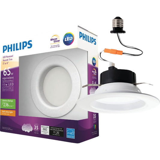 Philips Warm Glow 5 In. or 6 In. Retrofit IC/Non-IC Rated White LED Recessed Light Kit