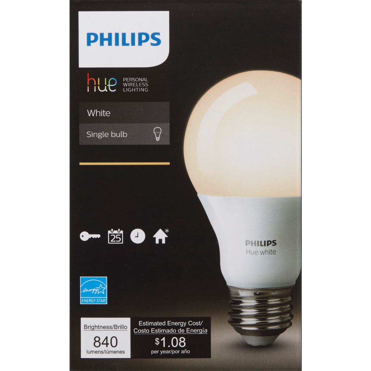 Philips Hue 60W Equivalent Soft White A19 Medium Dimmable LED Light Bulb