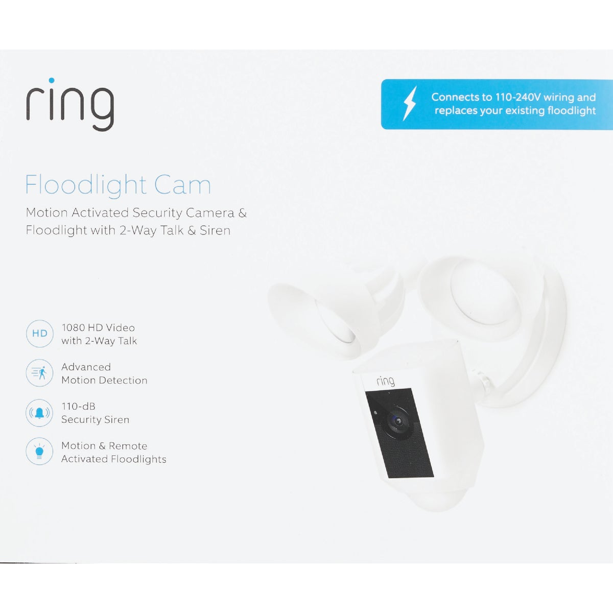 Ring Hardwired Outdoor White Security Camera with Floodlight