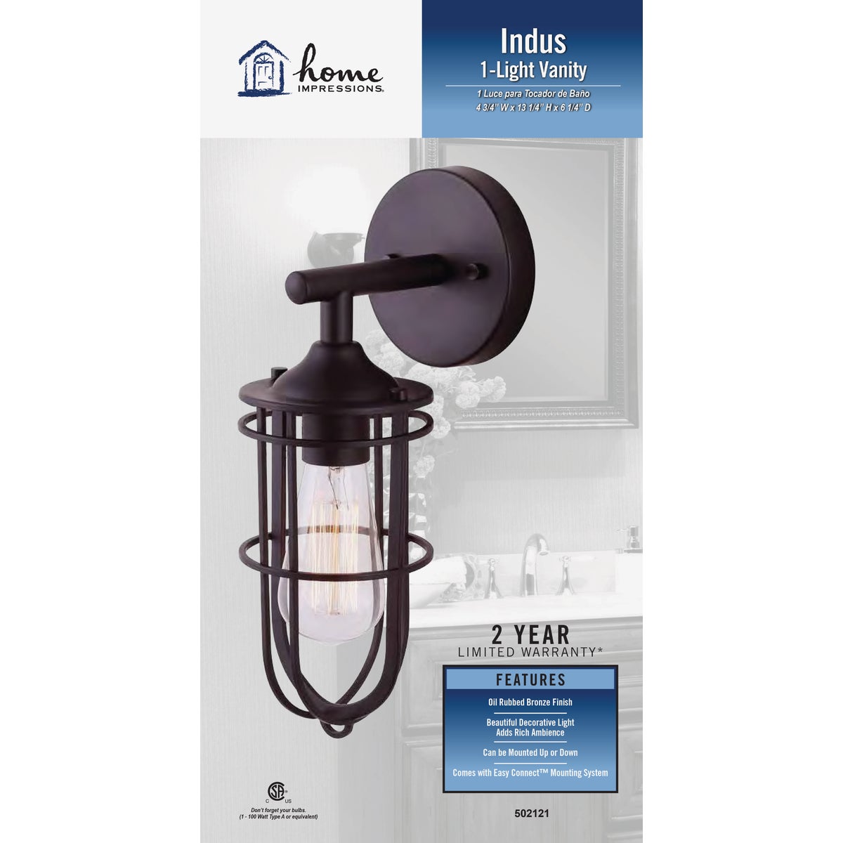 Home Impressions Indus 1-Bulb Oil Rubbed Bronze Wall Light Fixture