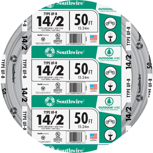 Southwire 50 Ft. 14 AWG 2-Conductor UFW/G Electrical Wire