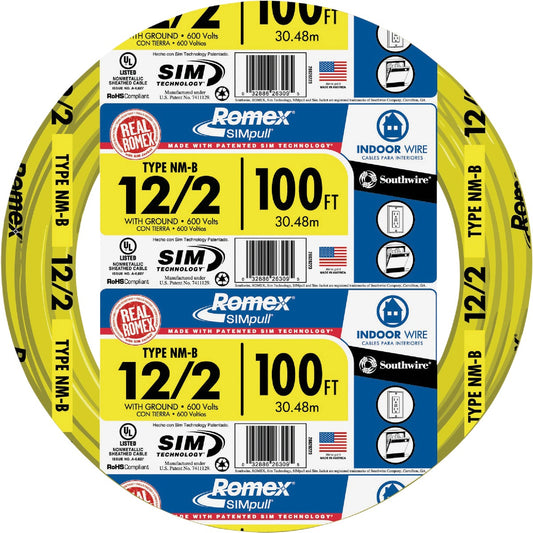 Romex 100 Ft. 12-2 Solid Yellow NMW/G Electrical Wire