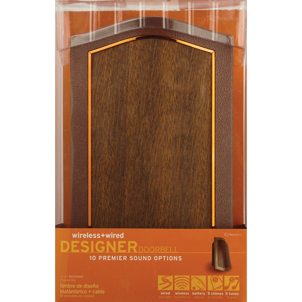 IQ America Designer Series Mahogany Laminate Wired/Wireless Door Chime