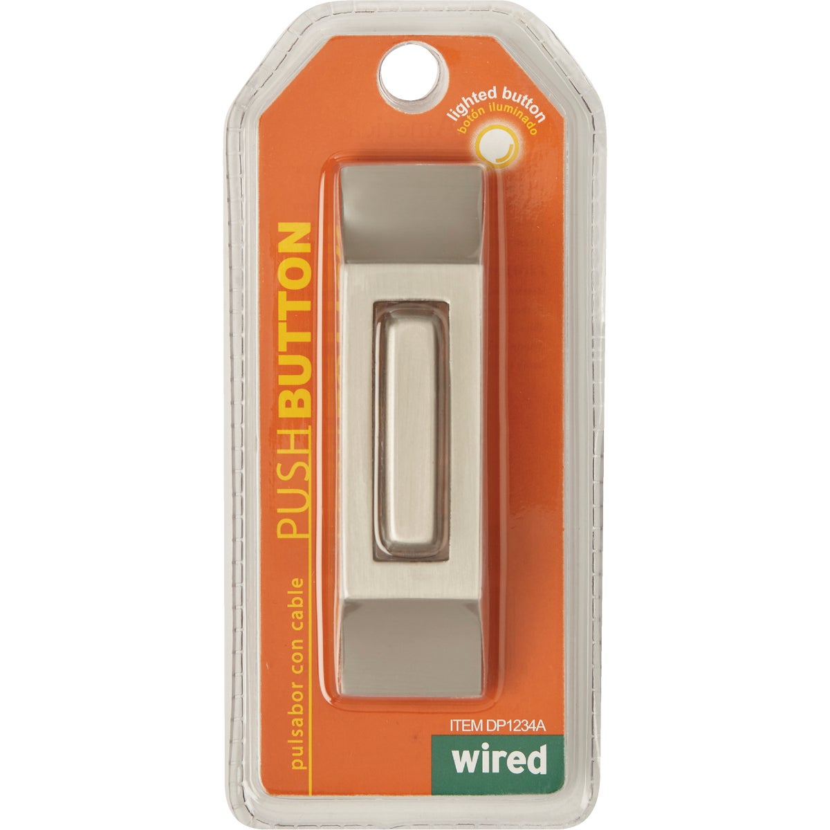 IQ America Wired Rectangular Satin Nickel Lighted Doorbell Button