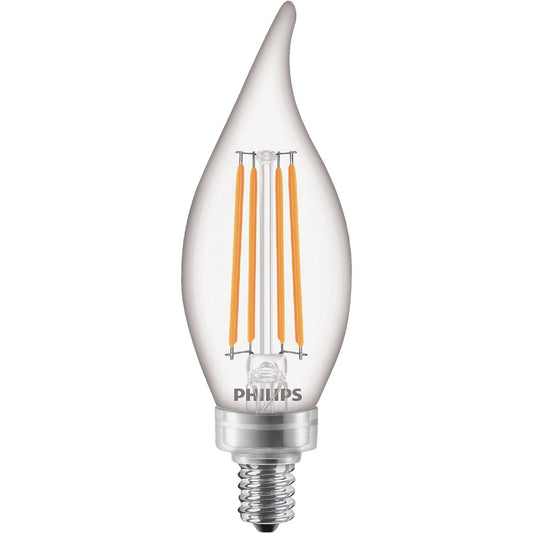 Philips Vintage Edison 40W Equivalent Soft White Clear Bent Tip B11 Candelabra LED Decorative Light Bulb