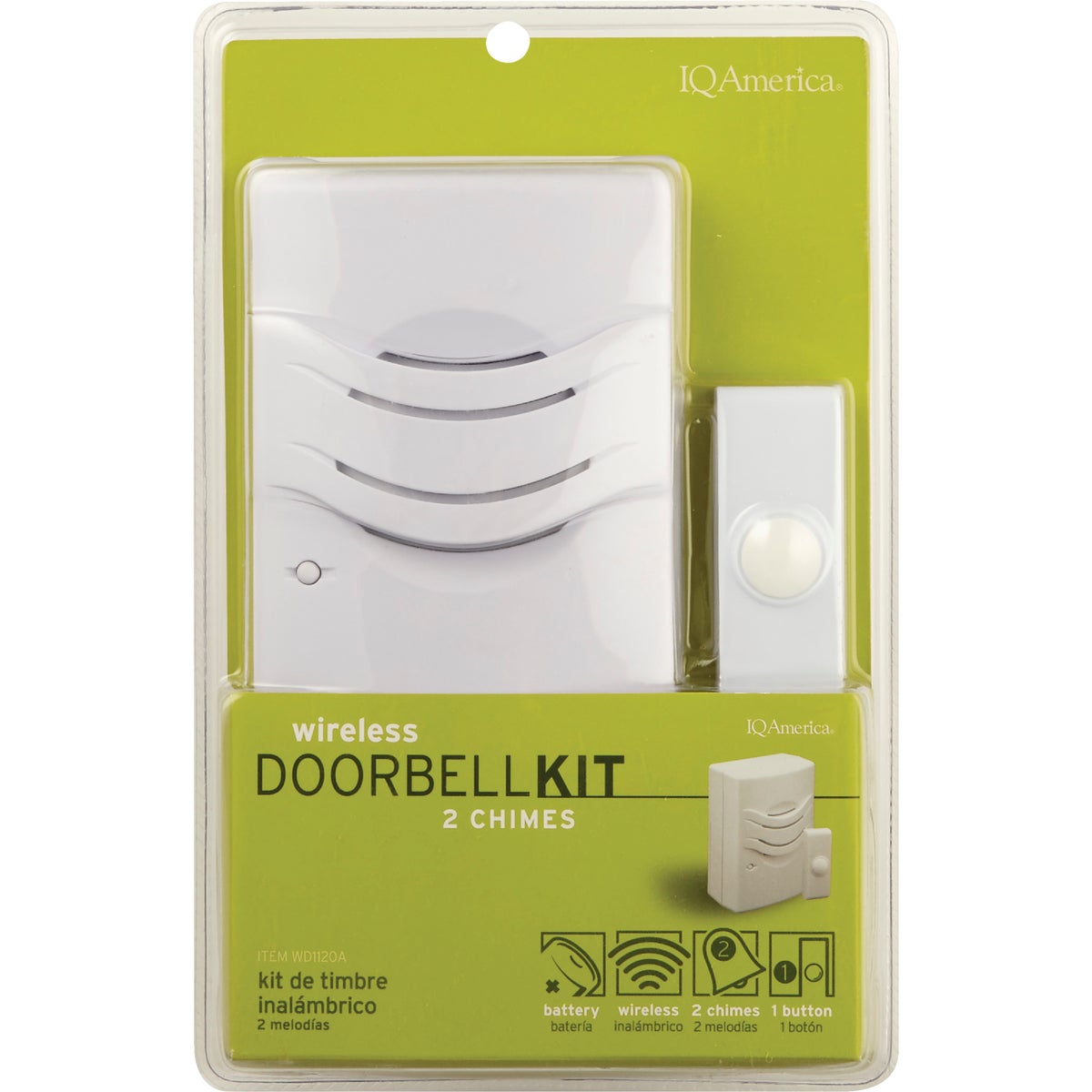 IQ America 2-Tone Battery Operated Wireless White Door Chime