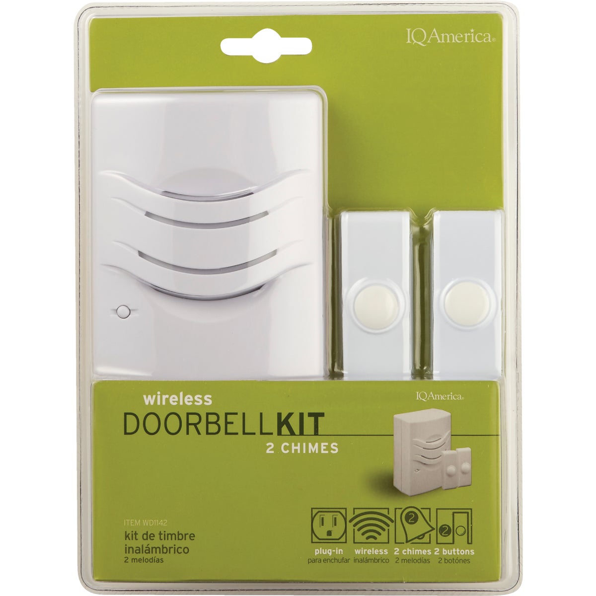 IQ America 2-Push Button Plug-In Wireless White Door Chime